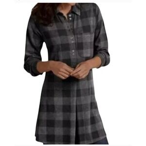 Soft Surroundings Plaid‎ Button Sleeve Tunic Sz XL Shirt Comfy Oversize